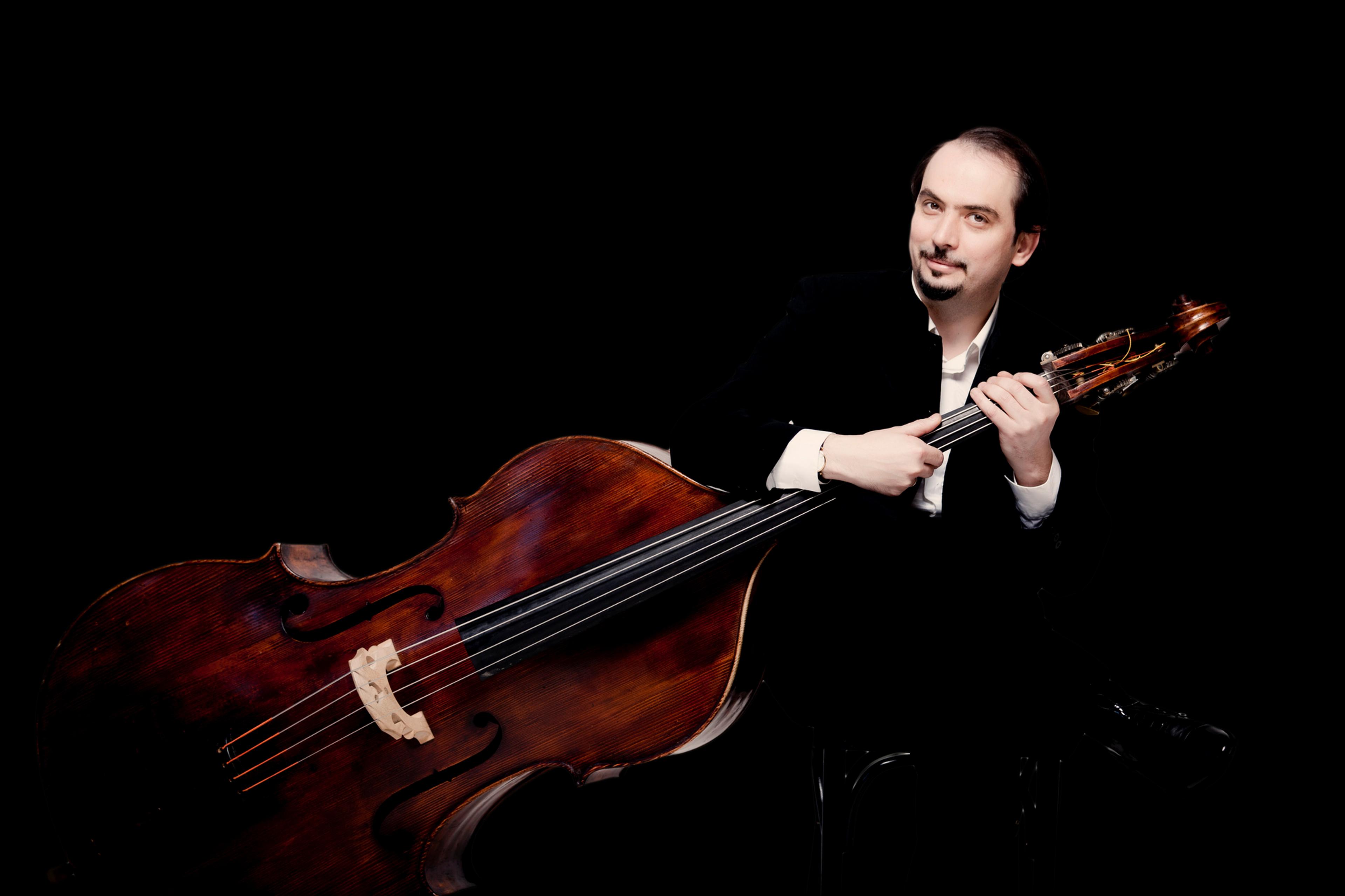 Petru Iuga performing with double bass